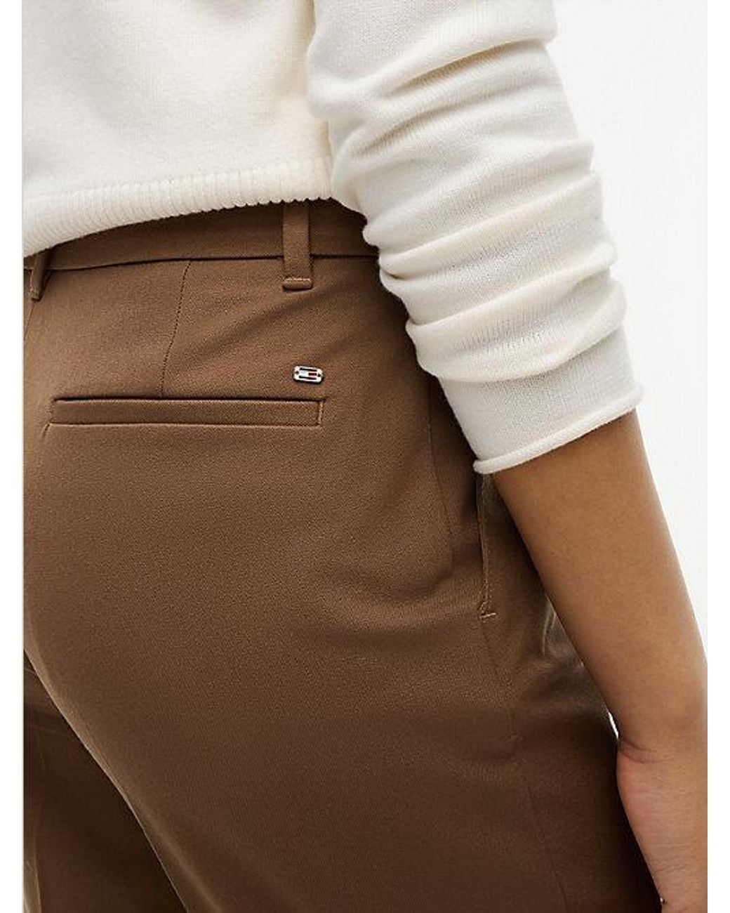 Tommy Hilfiger Brown Slim Straight Gabardine Trousers