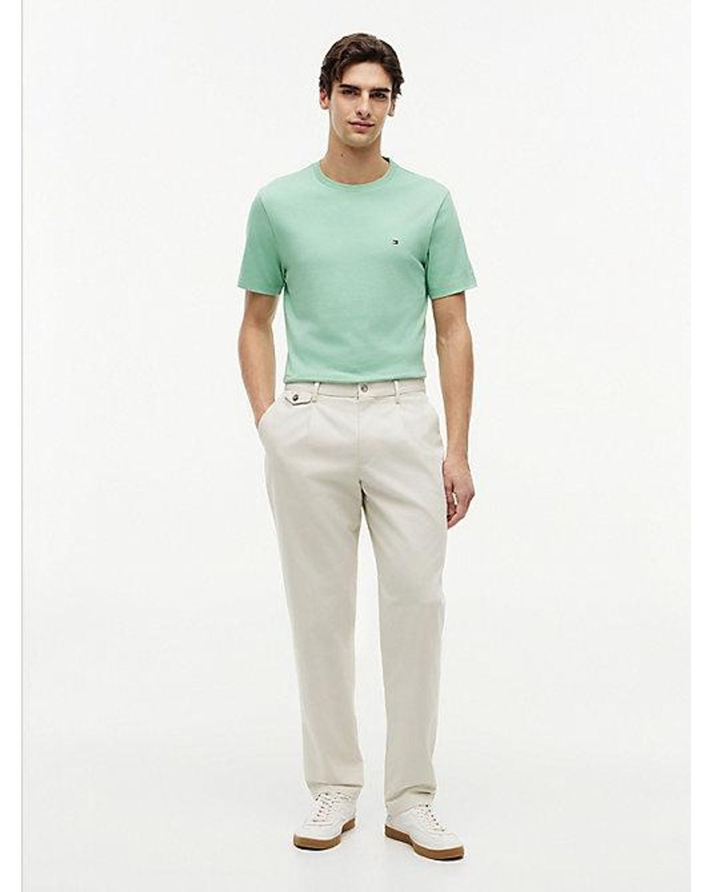 Tommy Hilfiger Green Flag Embroidery Crew Neck T-Shirt for men