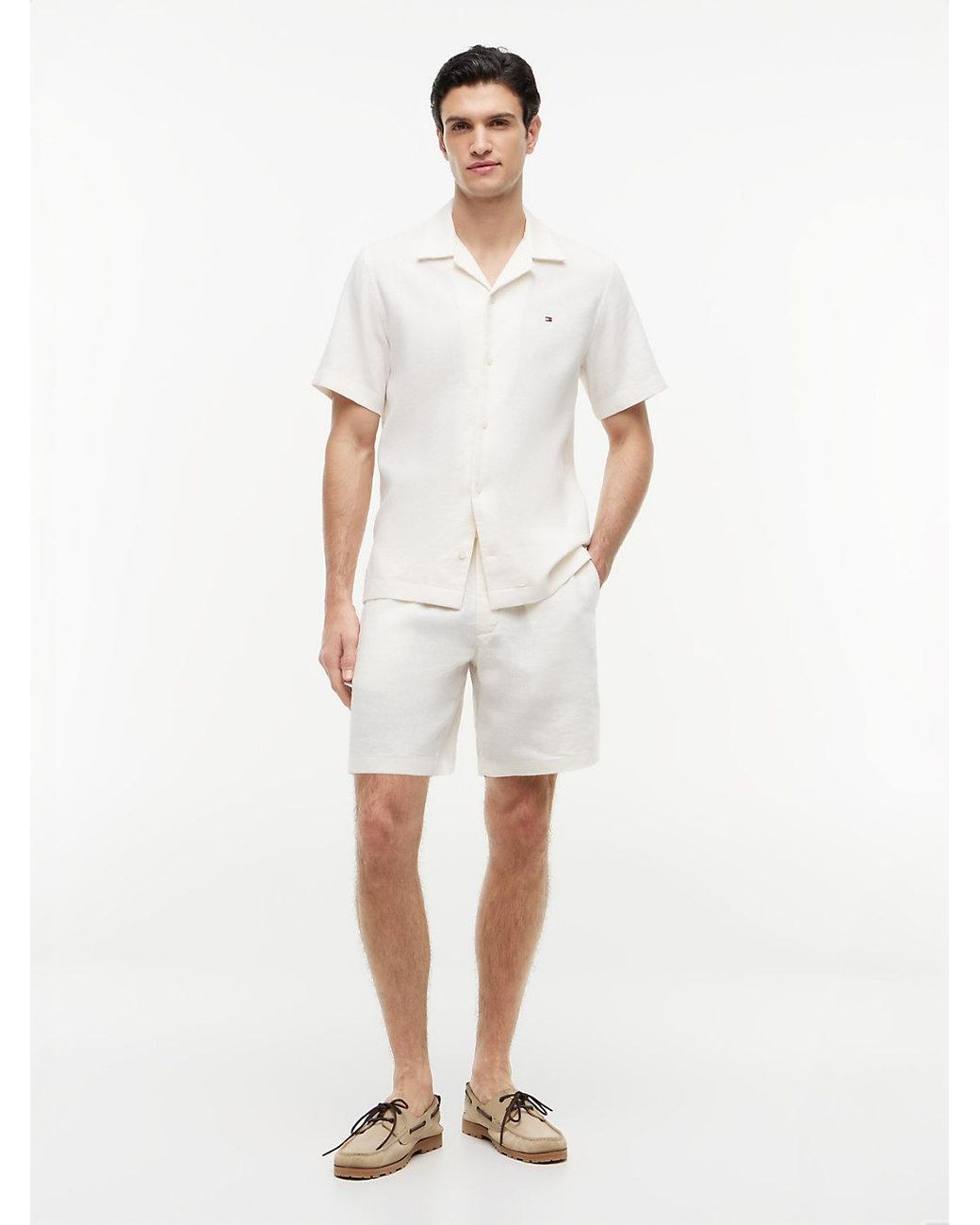 Tommy Hilfiger White Dover Linen Blend Regular Fit Chino Shorts for men