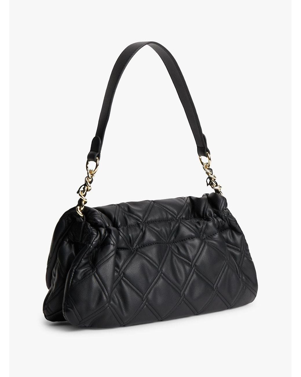 Tommy Hilfiger Black Quilted Th Monogram Shoulder Bag
