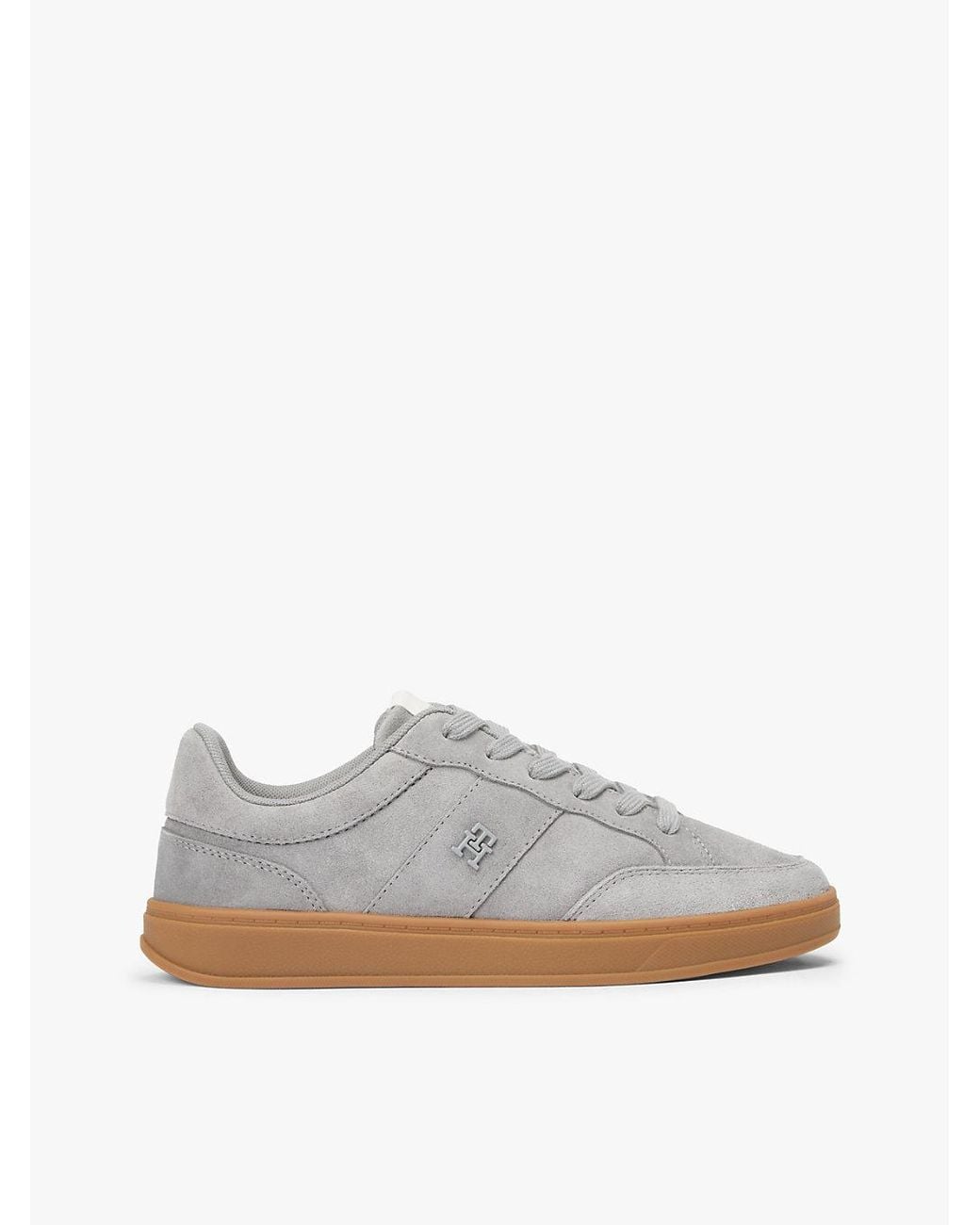 Tommy Hilfiger White Th Monogram Suede Court Trainers
