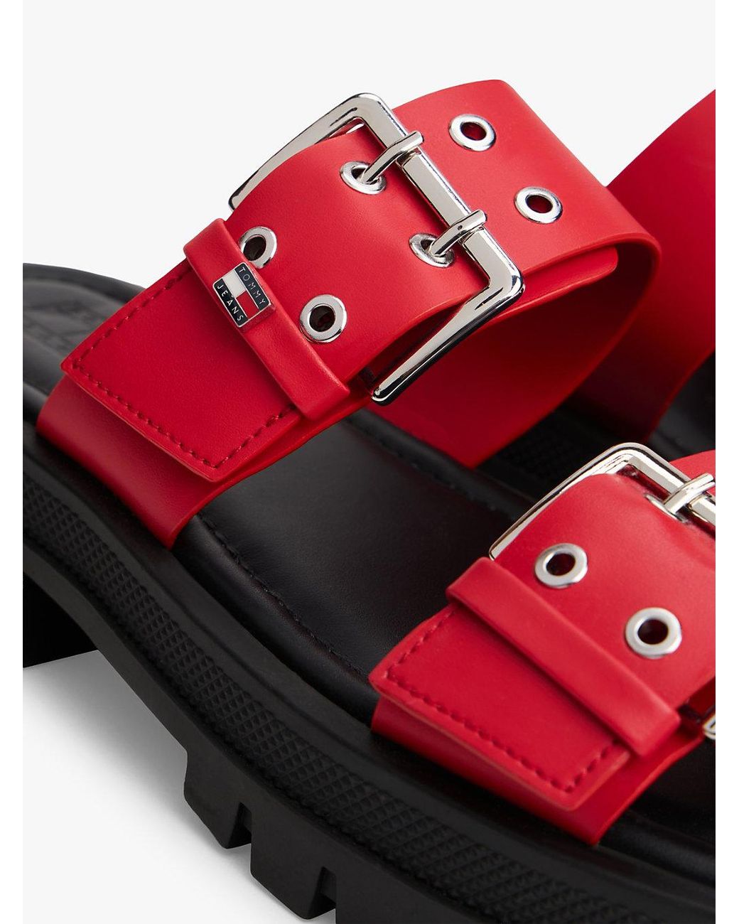 Tommy Hilfiger White Chunky Cleat Double Buckle Sandals