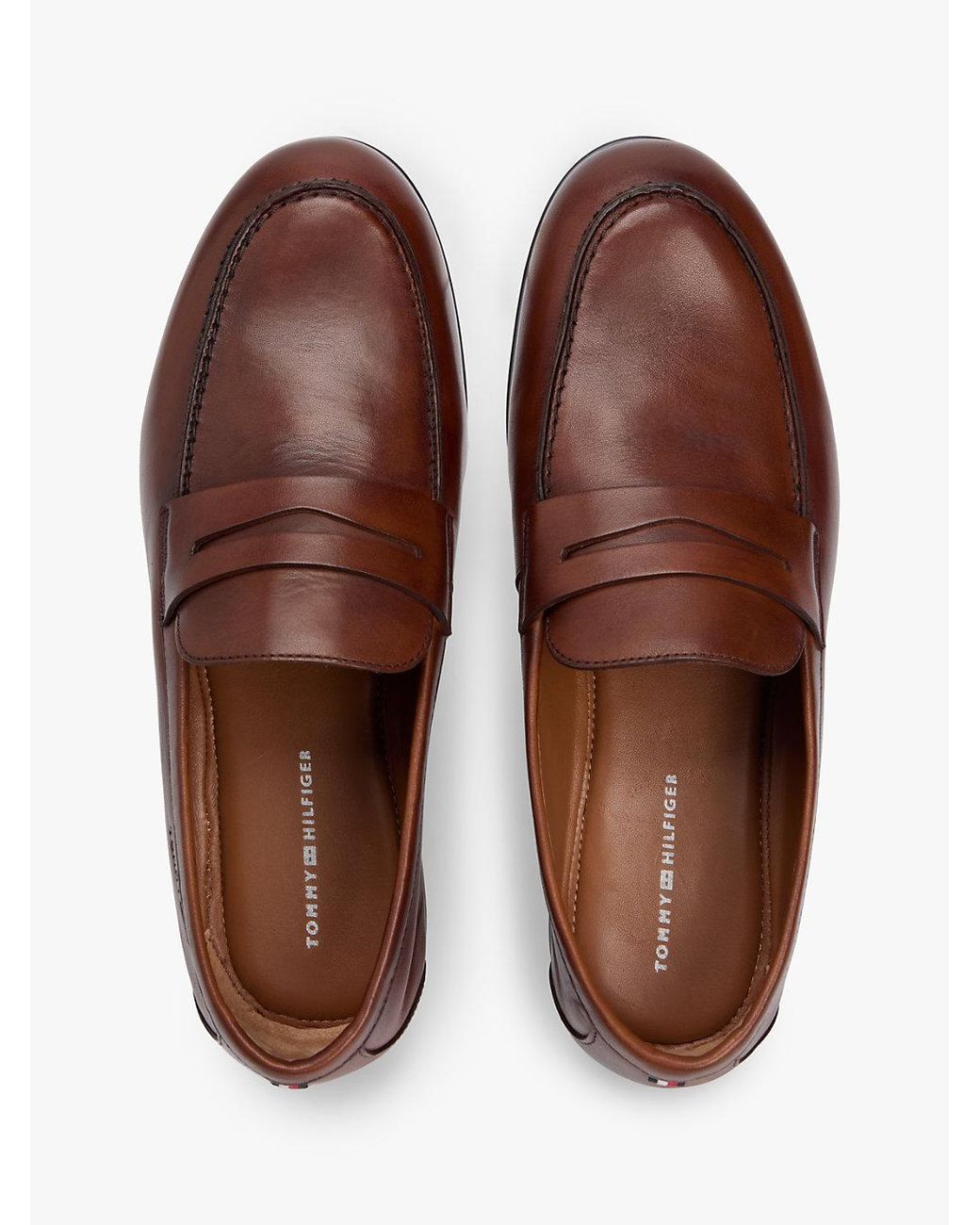 Tommy Hilfiger Brown Leather Flexible Loafers for men