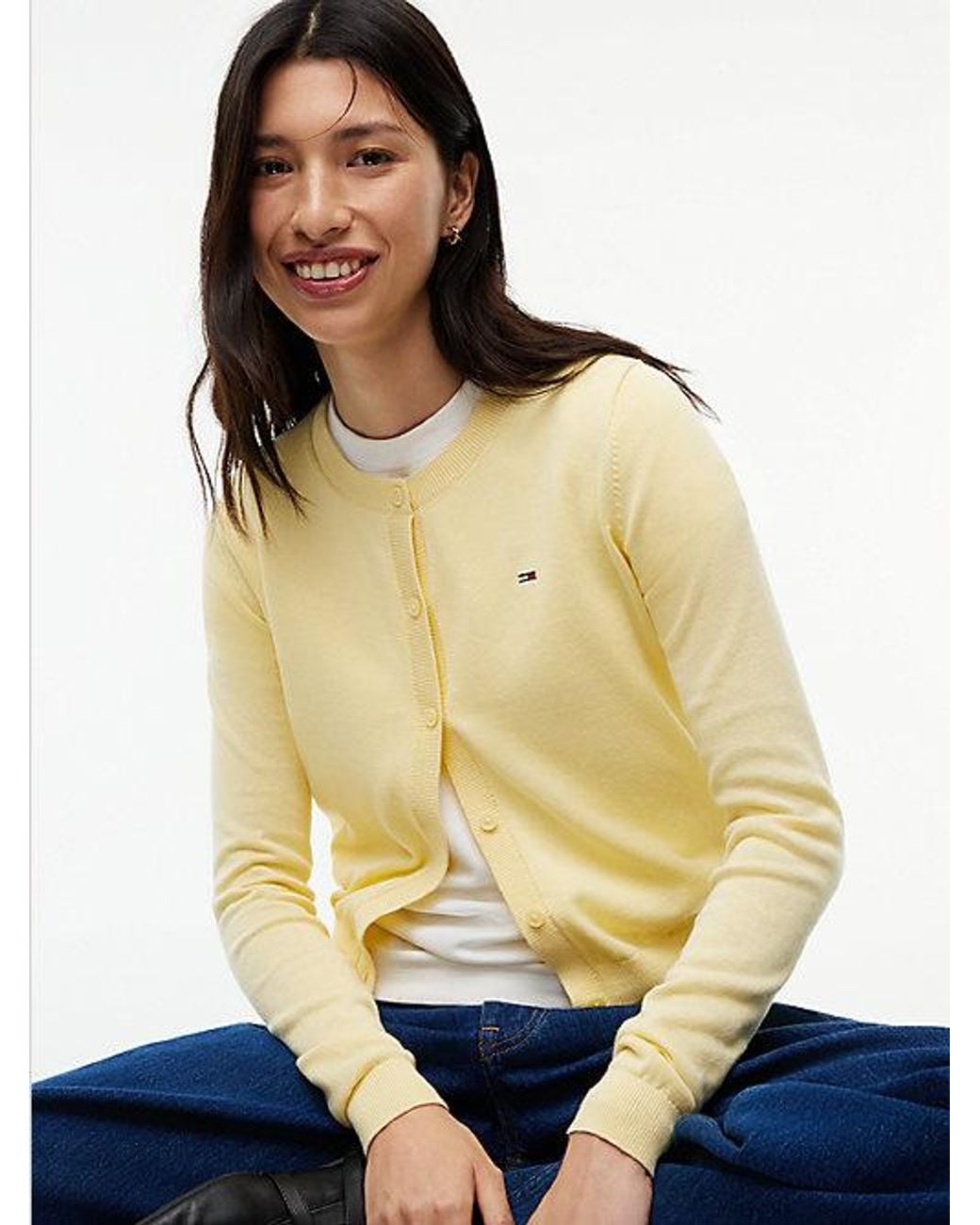Tommy Hilfiger Natural Slim Crew Neck Cardigan