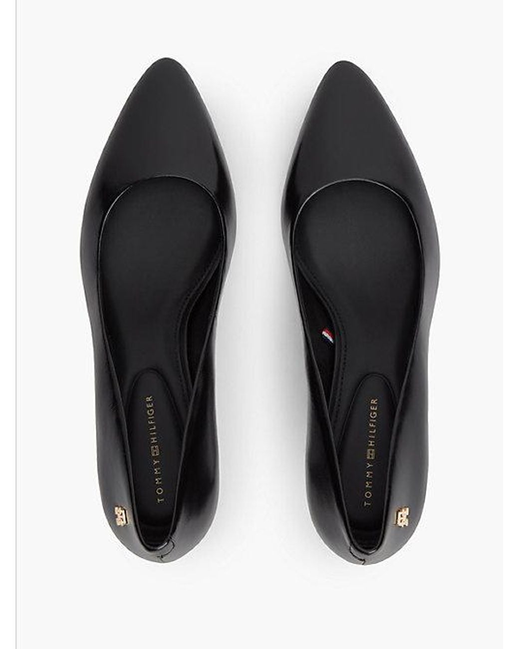 Tommy Hilfiger Black Leather Kitten Heel Court Shoes