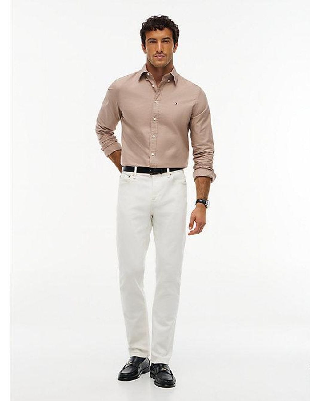 Tommy Hilfiger Natural Regular Fit Flag Embroidery Oxford Shirt for men