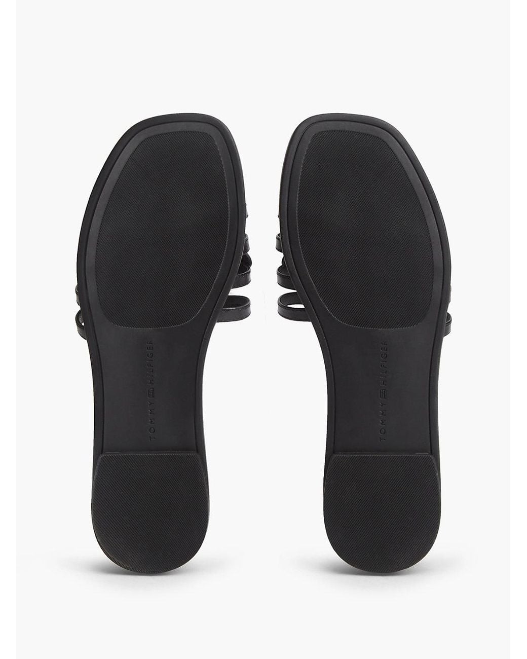 Tommy Hilfiger White Logo Strap Leather Mules