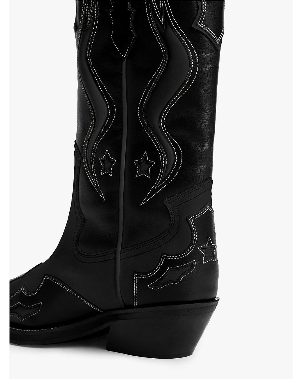 Tommy Hilfiger Black Archive Leather Cowboy Boots