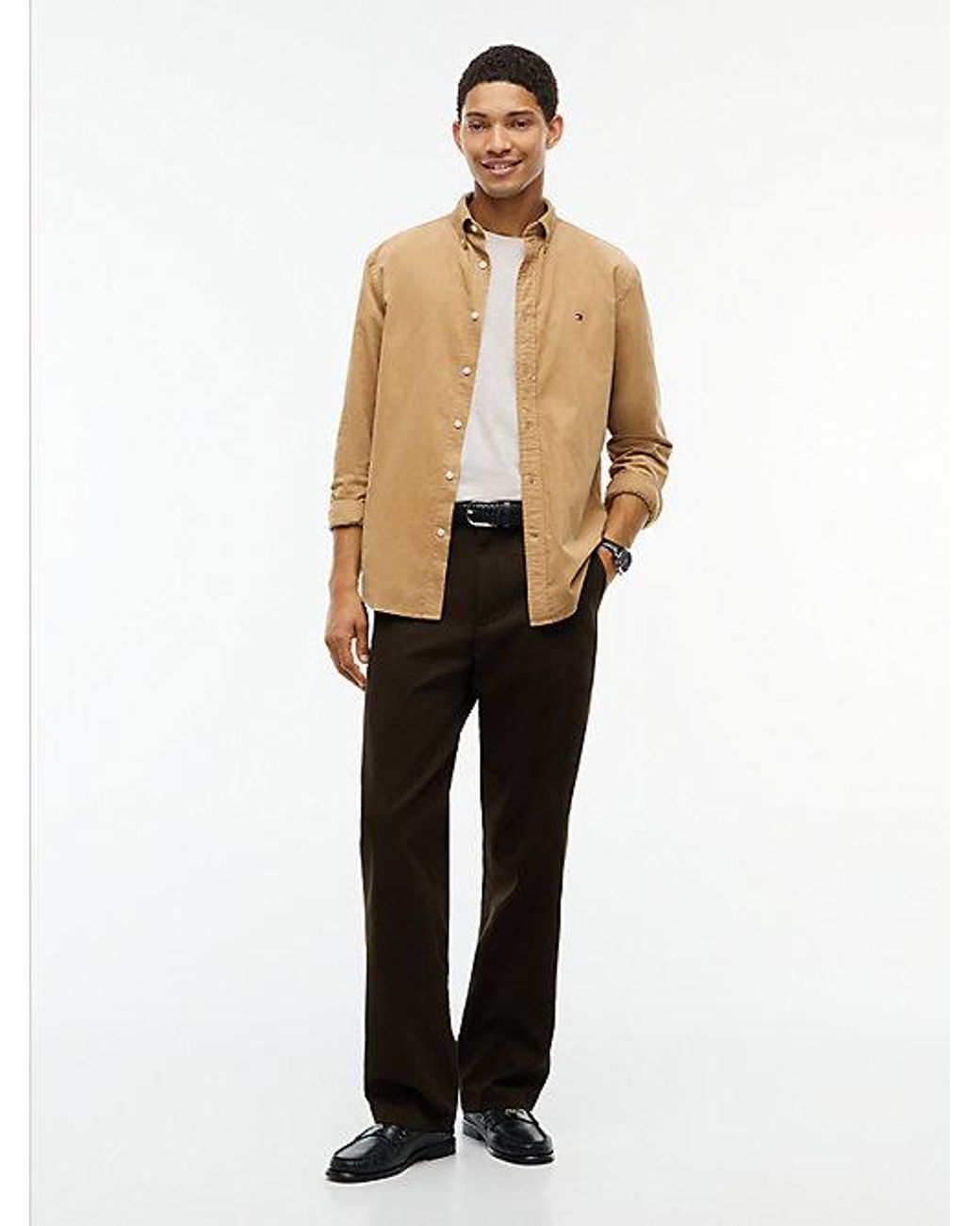 Tommy Hilfiger Natural Regular Fit Fine Corduroy Shirt for men