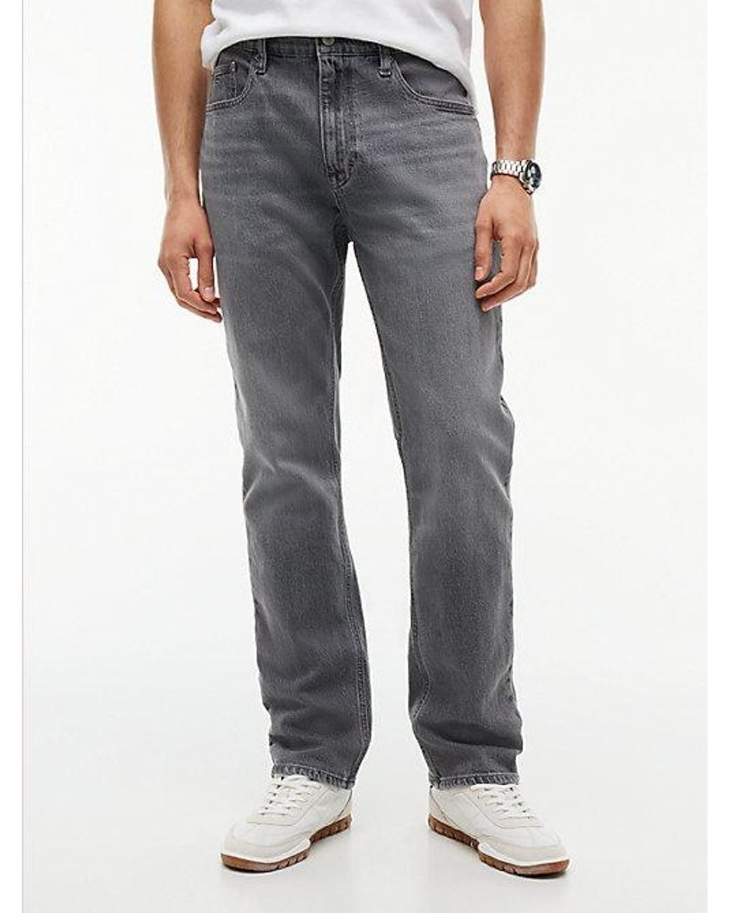 Tommy Hilfiger Gray Tommy Jeans Ryan Slim Straight Whiskered Jeans for men