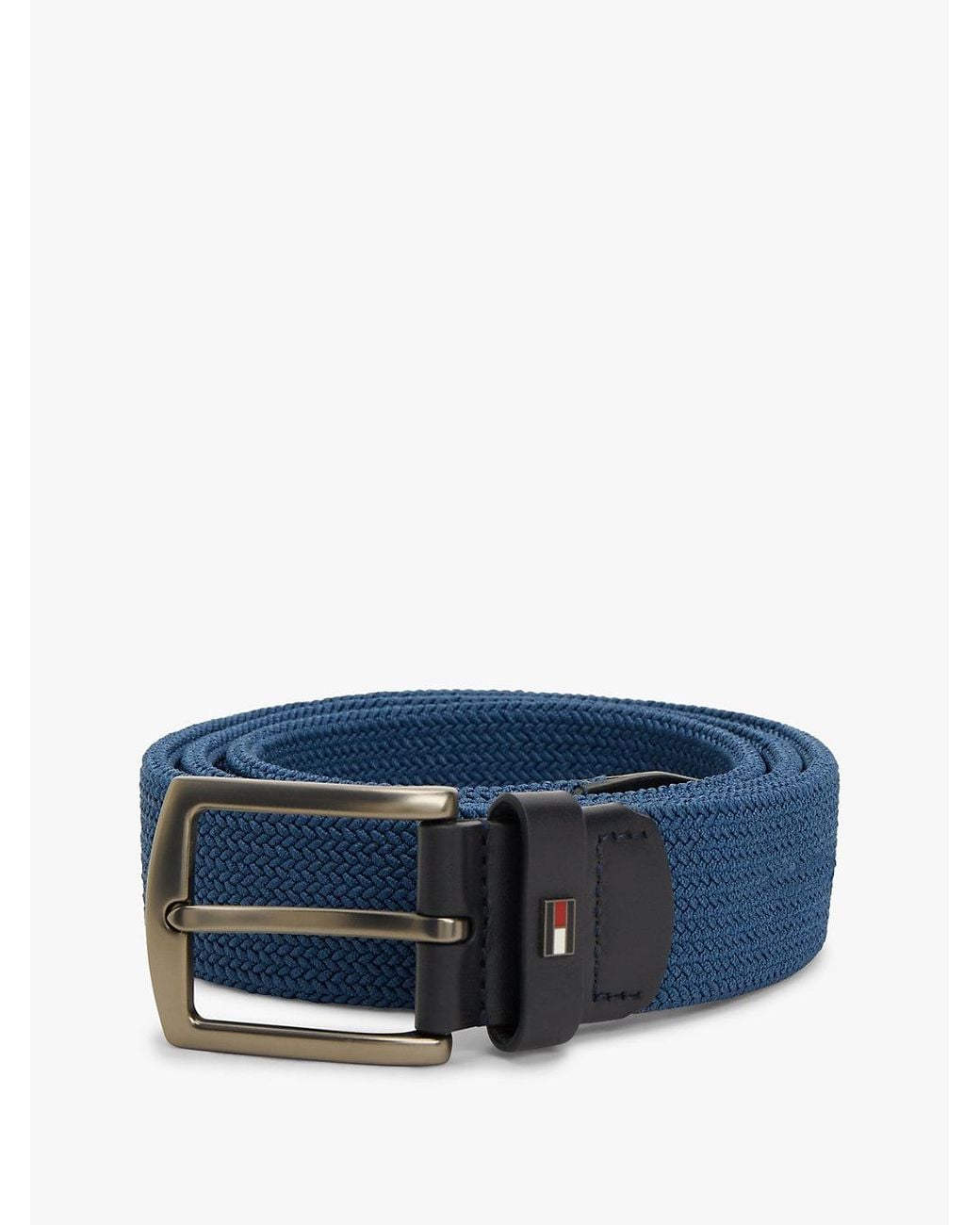 Tommy Hilfiger Blue Denton Braided Webbing Elastic Belt for men