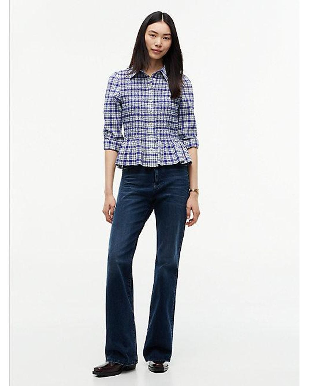 Tommy Hilfiger Blue Slim Fit Smock Seersucker Shirt