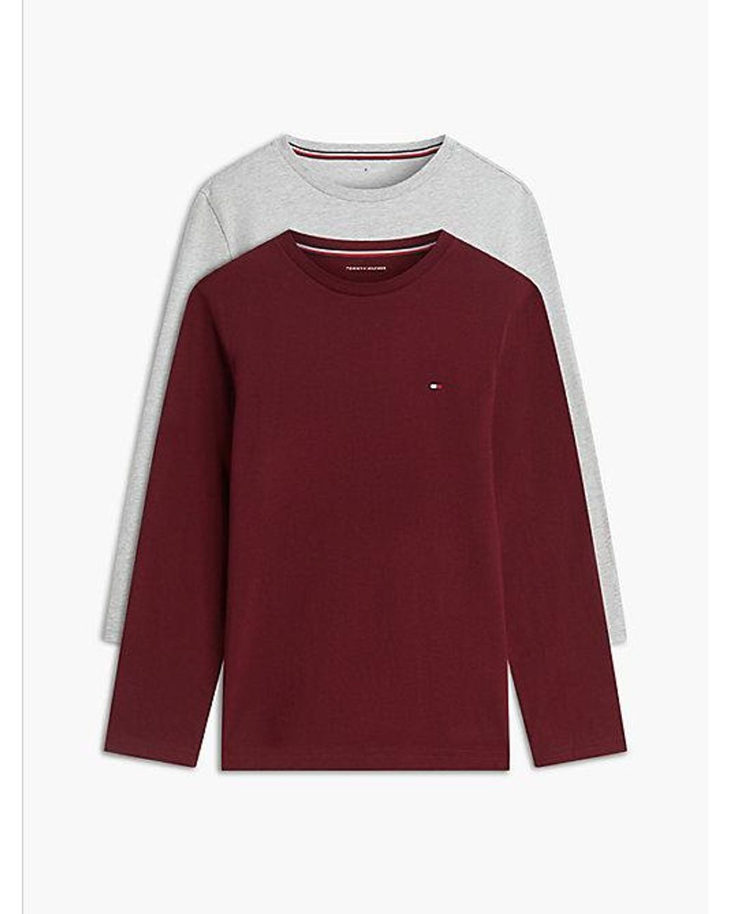 Tommy Hilfiger Red 2 Pack Signature Jersey Long Sleeve Lounge T-Shirts for men