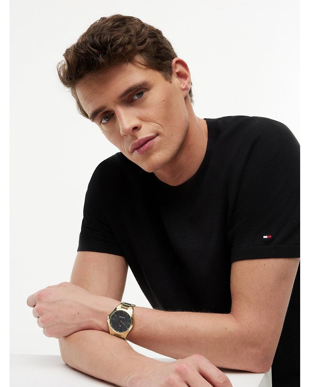 Tommy Hilfiger Metallic Dial-Plated Chain-Link Watch for men