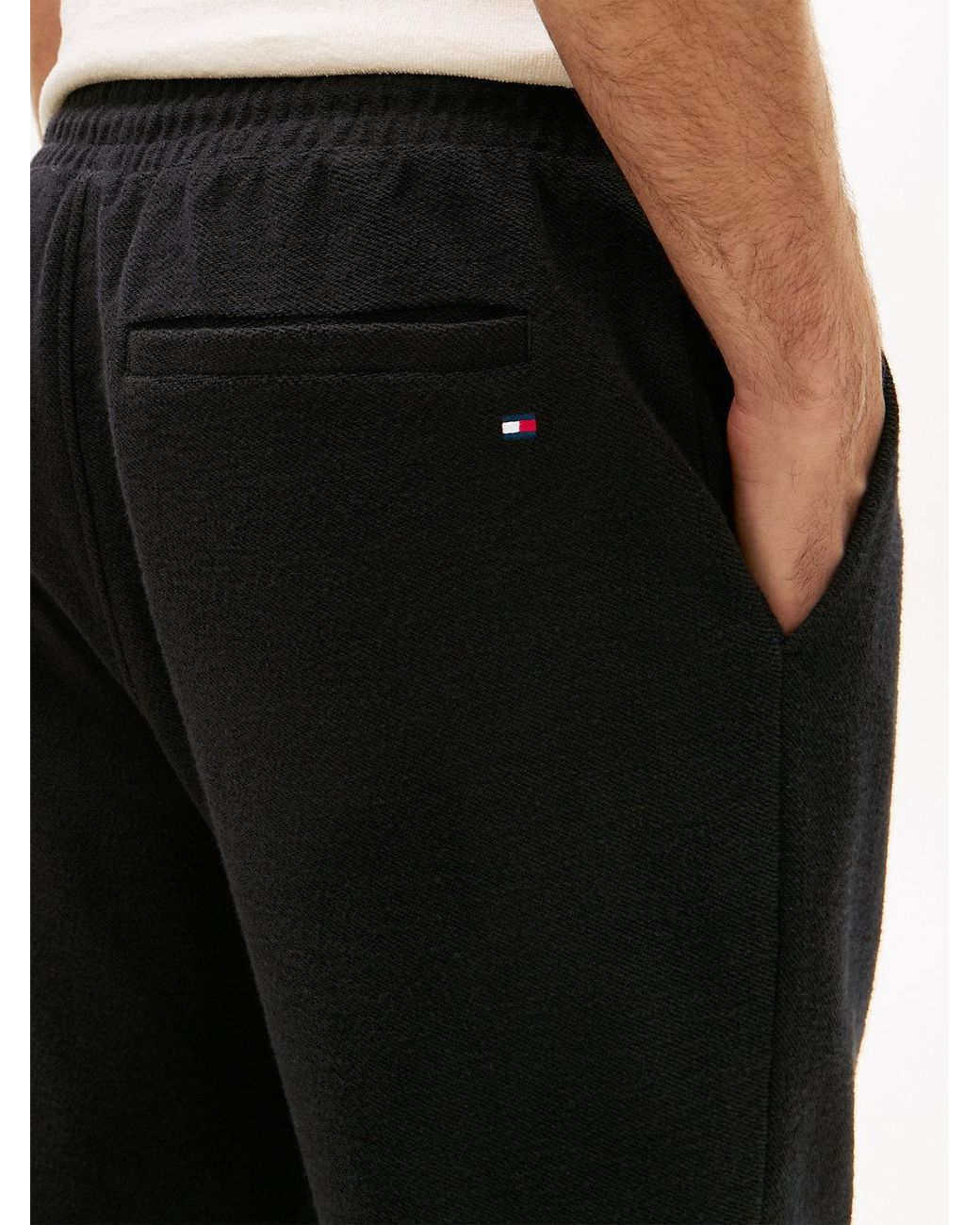 Tommy Hilfiger White Logo Embroidery Cuffed Leg Joggers for men