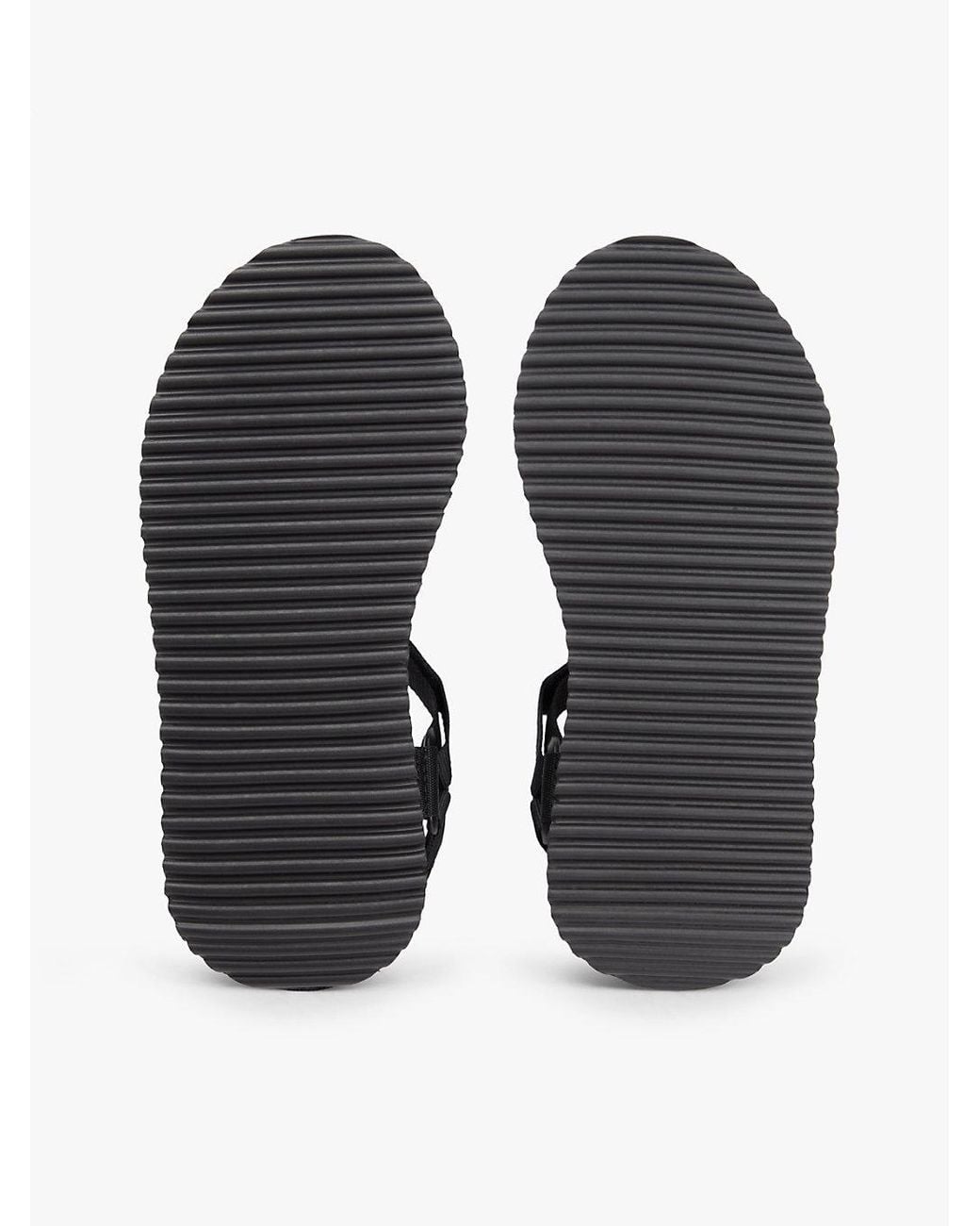 Tommy Hilfiger Black Webbing Rope Cleat Platform Sandals