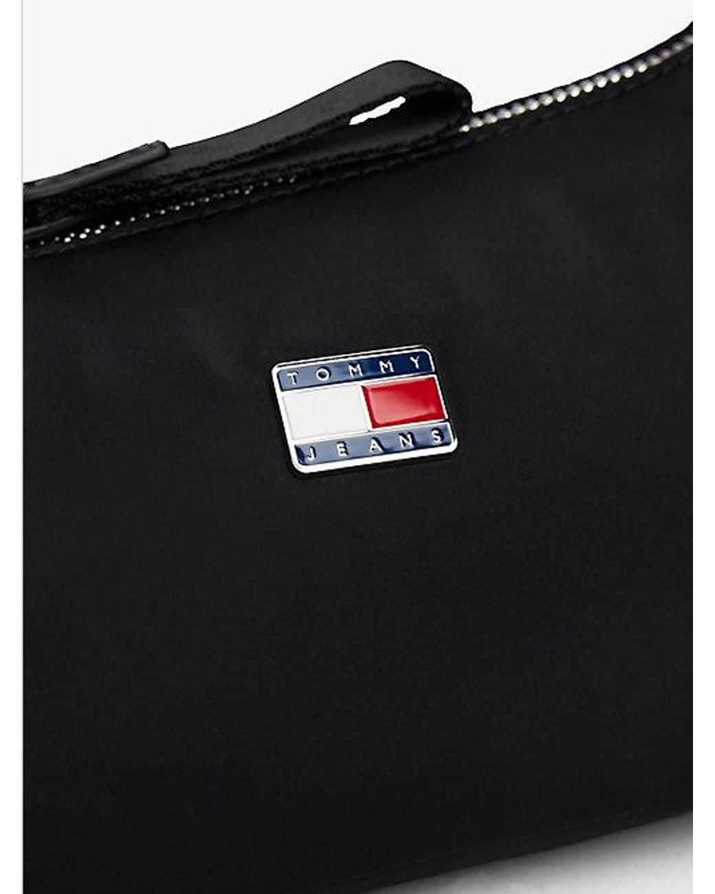 Tommy Hilfiger Black Logo Plaque Padded Shoulder Bag