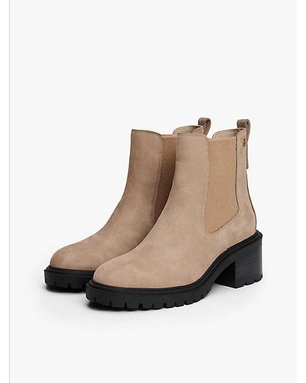 Tommy Hilfiger White Cleat Block Heel Chelsea Boots