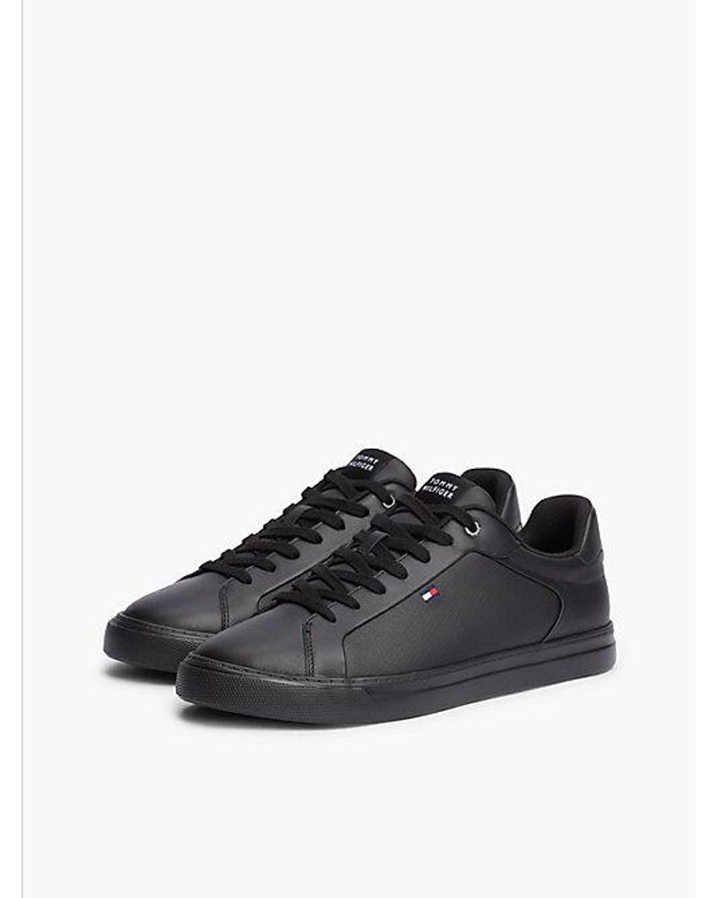 Tommy Hilfiger Black Leather Lightweight Court Trainers for men