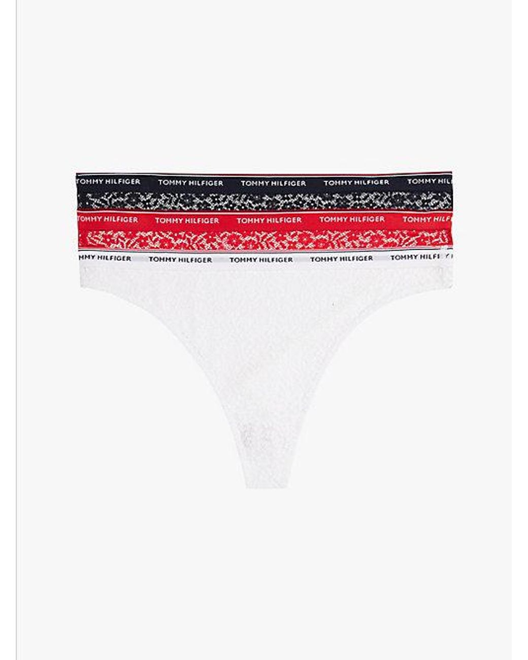 Tommy Hilfiger White 3 Pack Premium Essential Floral Lace Thongs