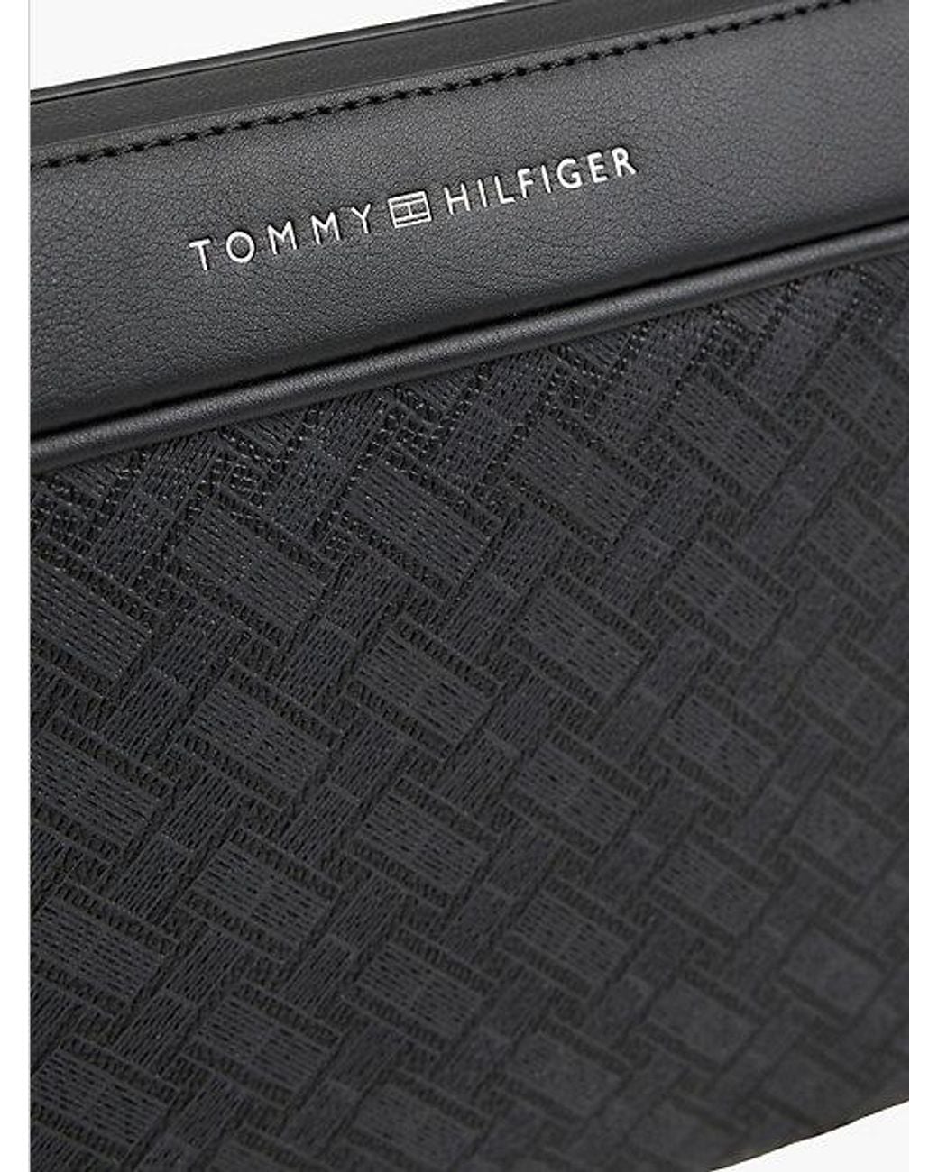 Tommy Hilfiger Black Modern Textured Flag Pouch for men