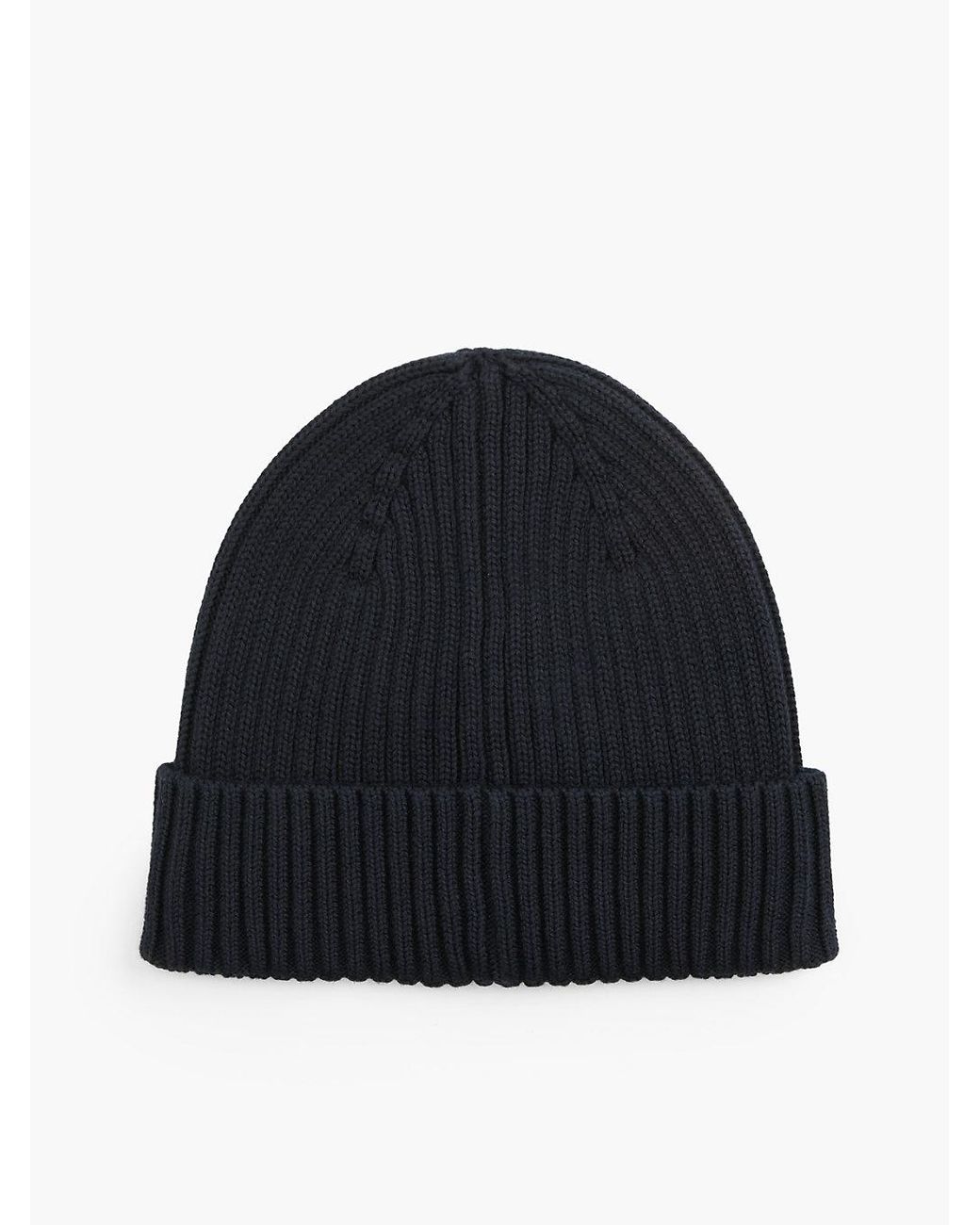 Tommy Hilfiger Blue Heritage Logo Rib-Knit Beanie for men