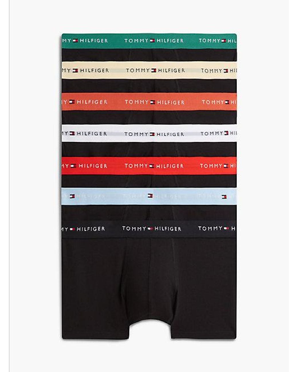 Tommy Hilfiger Black 7 Pack Signature Logo Waistband Trunks for men