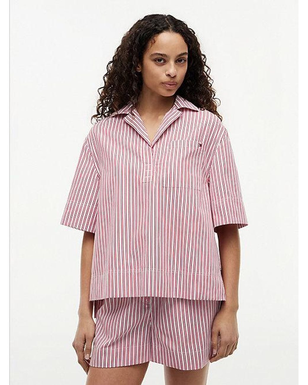 Tommy Hilfiger Pink Relaxed Fit Poplin Short Sleeve Shirt