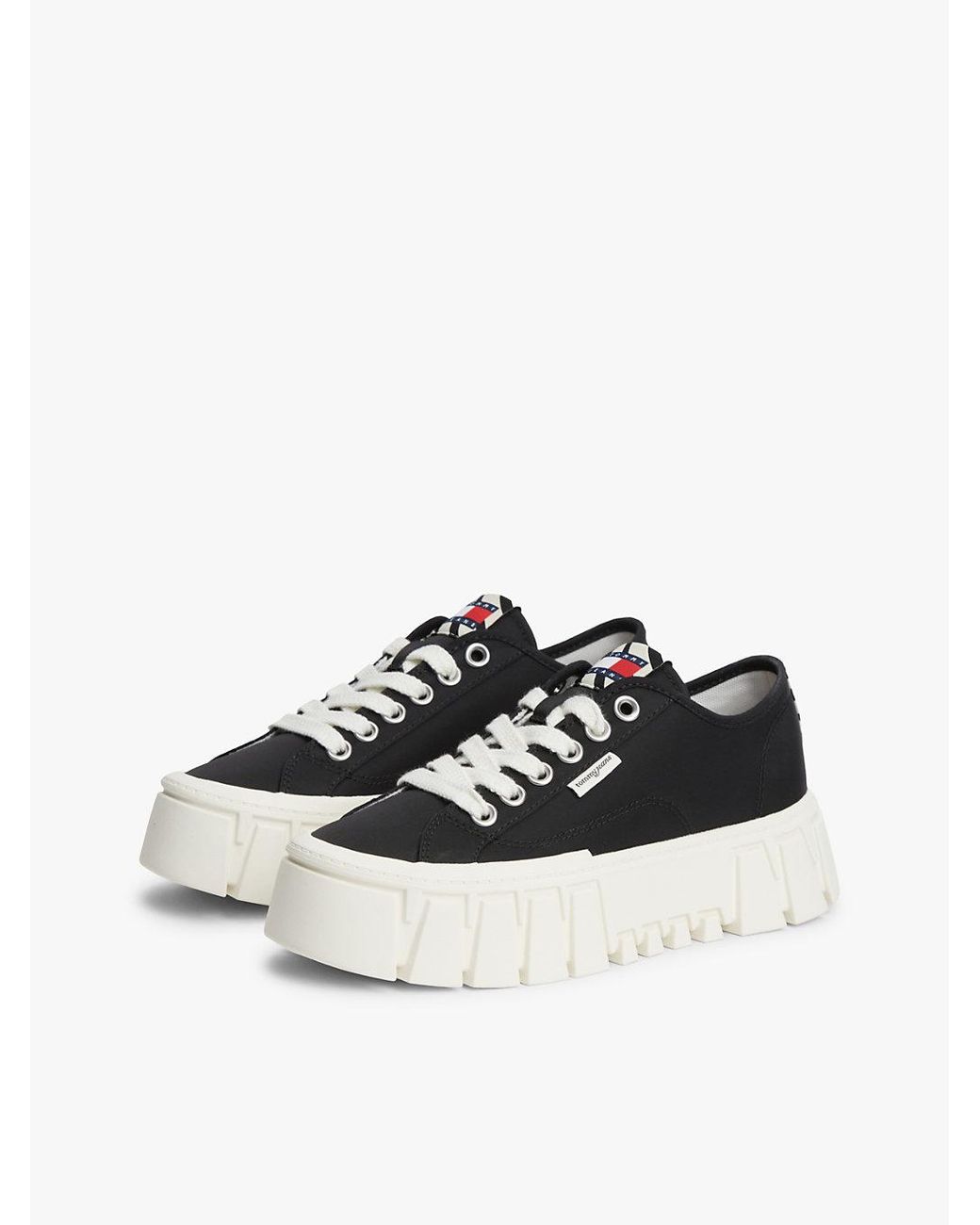Tommy Hilfiger White Zebra Print Logo Platform Cupsole Trainers