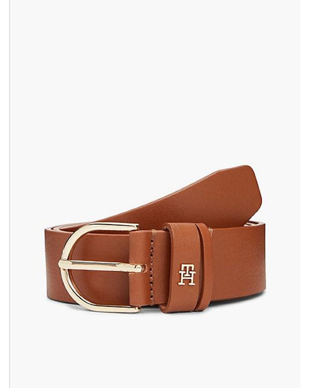 Tommy Hilfiger Brown Essential Leather Th Monogram Plaque Belt