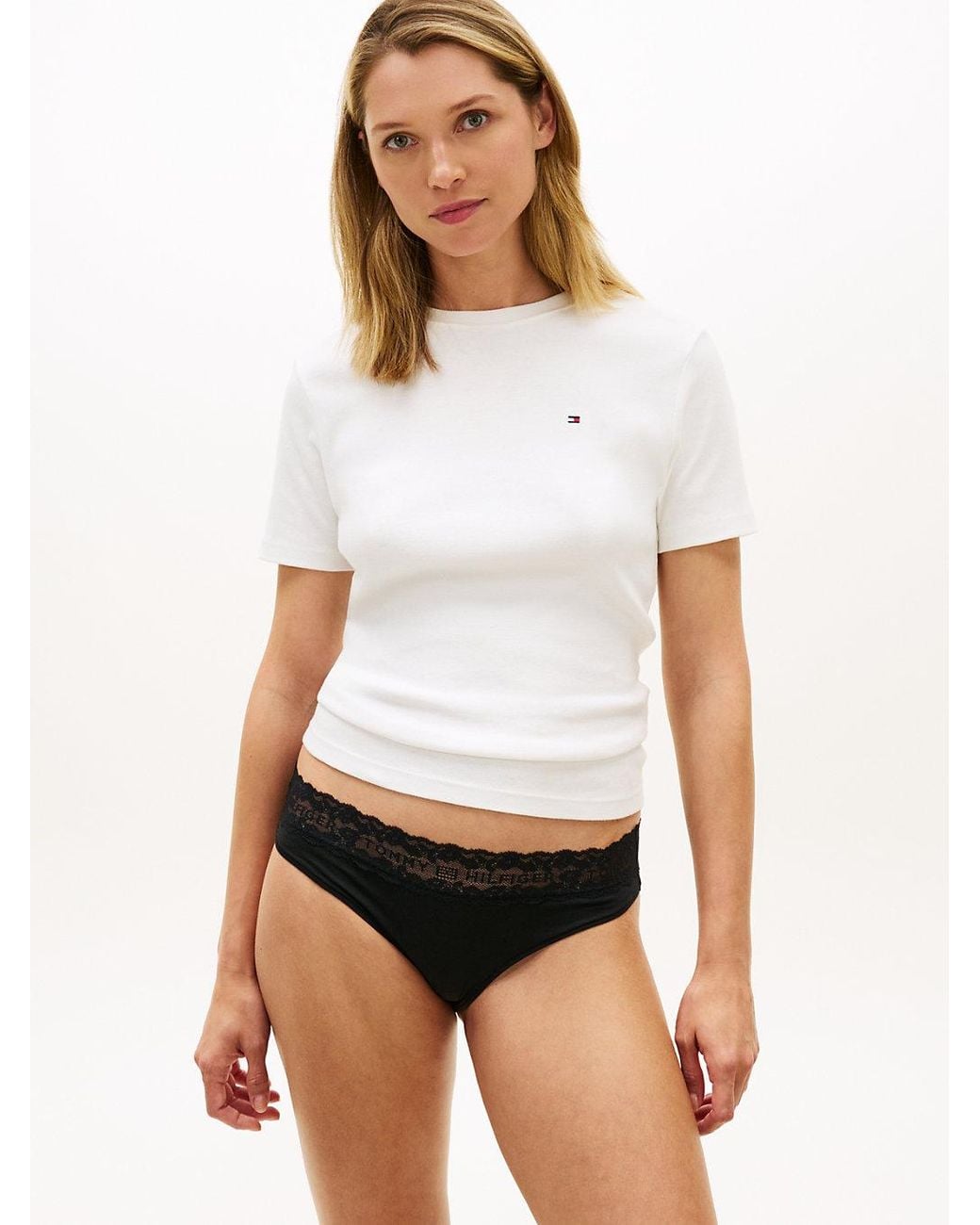 Tommy Hilfiger Black 3-Pack Logo Lace Trim Briefs