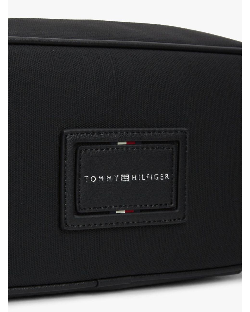 Tommy Hilfiger Black Textile Logo Patch Washbag for men
