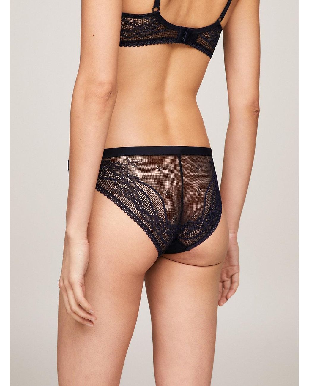 Tommy Hilfiger Blue Logo Waistband Lace Briefs