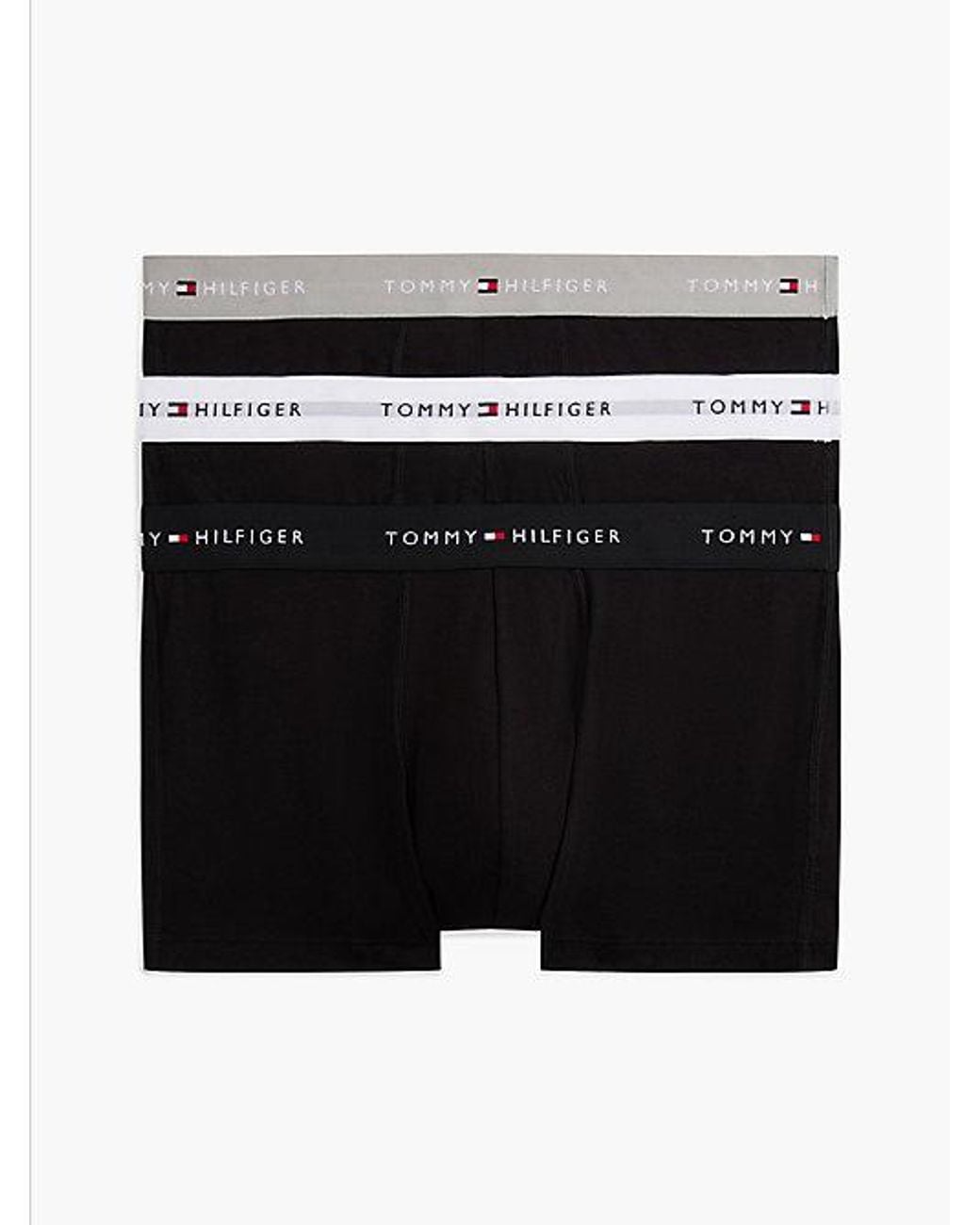 Tommy Hilfiger Black 3-Pack Signature Logo Contrast Waistband Trunks for men