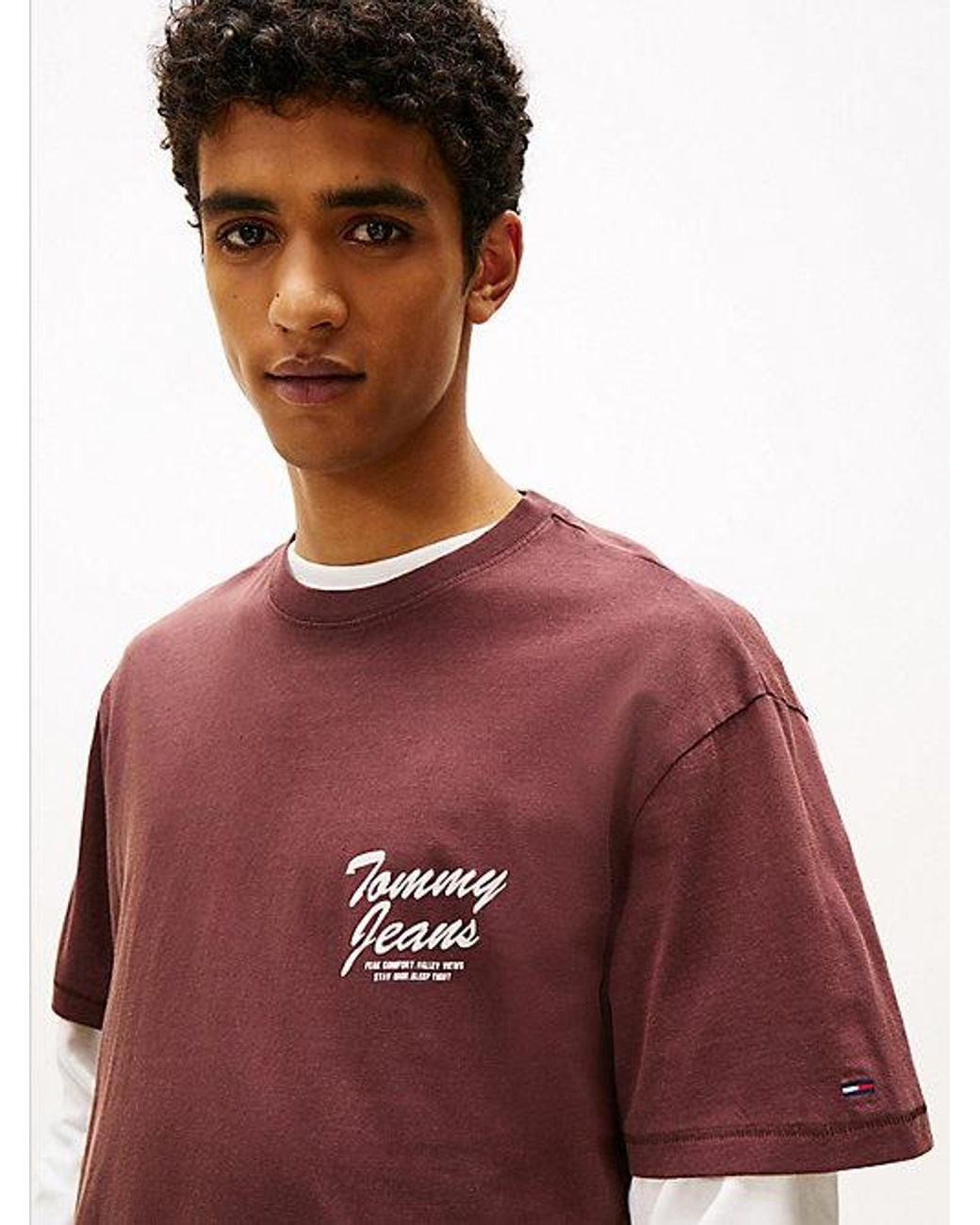 Tommy Hilfiger Red Back Graphic Relaxed Crew Neck T-Shirt for men