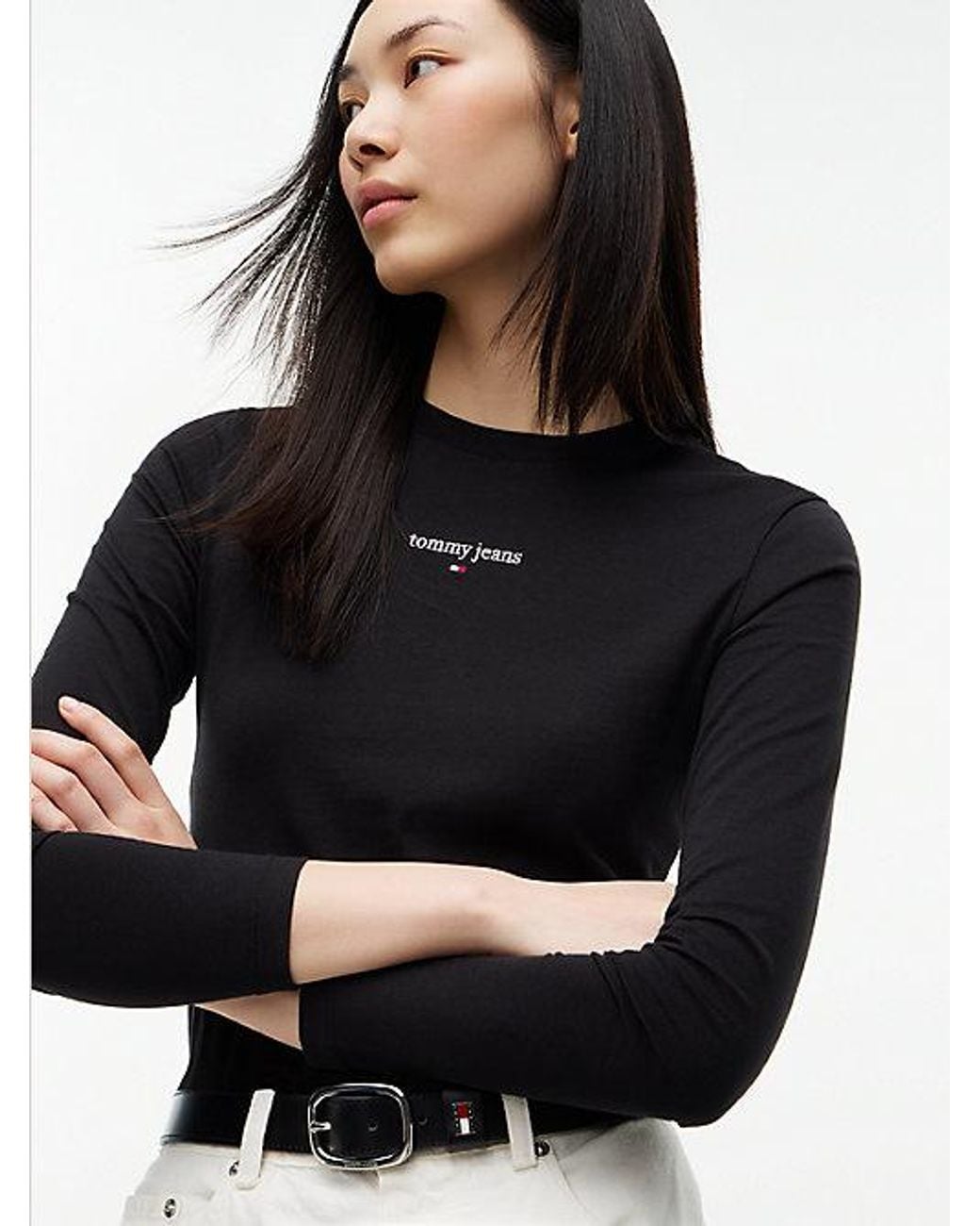 Tommy Hilfiger Black Classic Logo Slim Long Sleeve T-Shirt