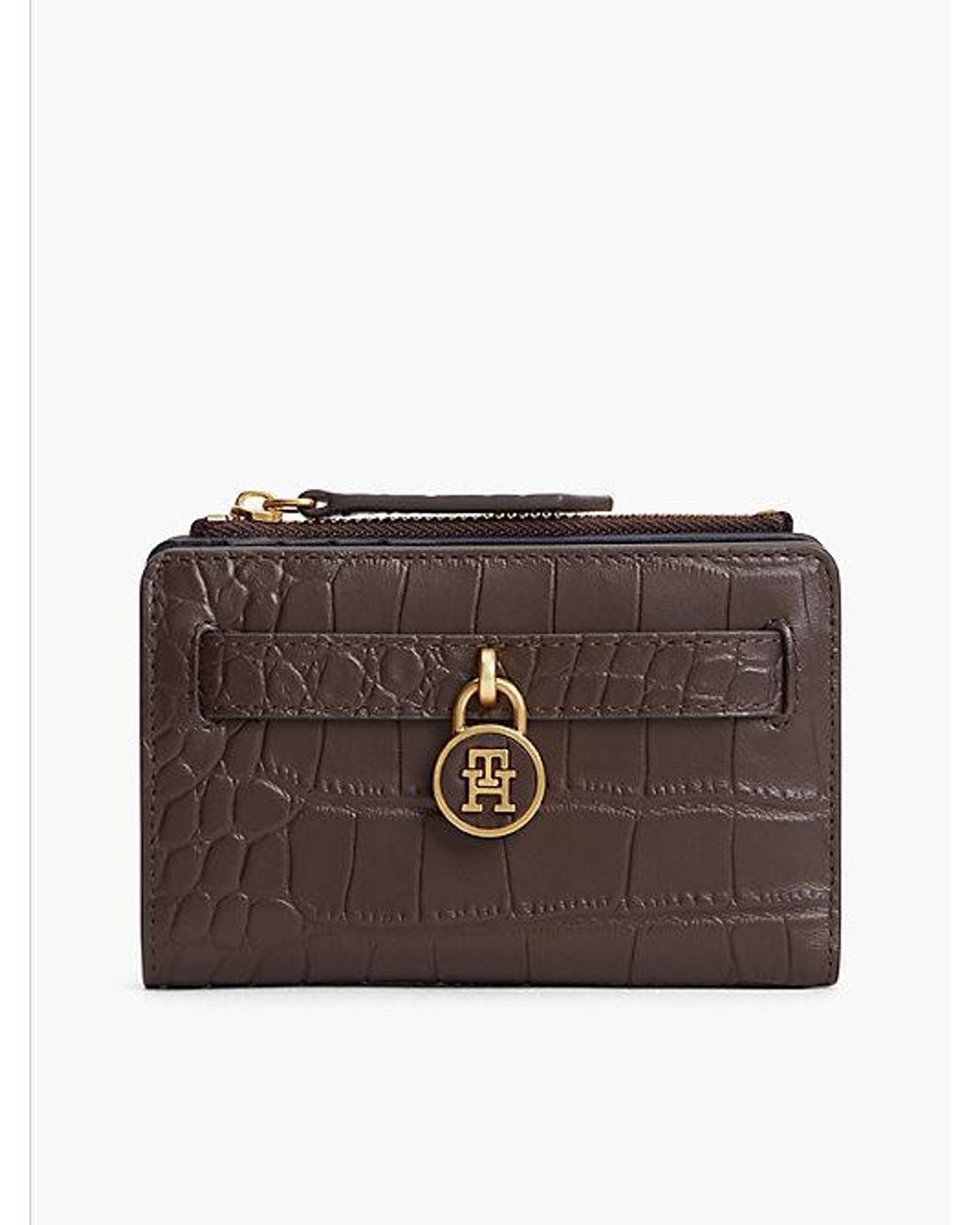 Tommy Hilfiger Brown The American Icon Croco Leather Bifold Wallet