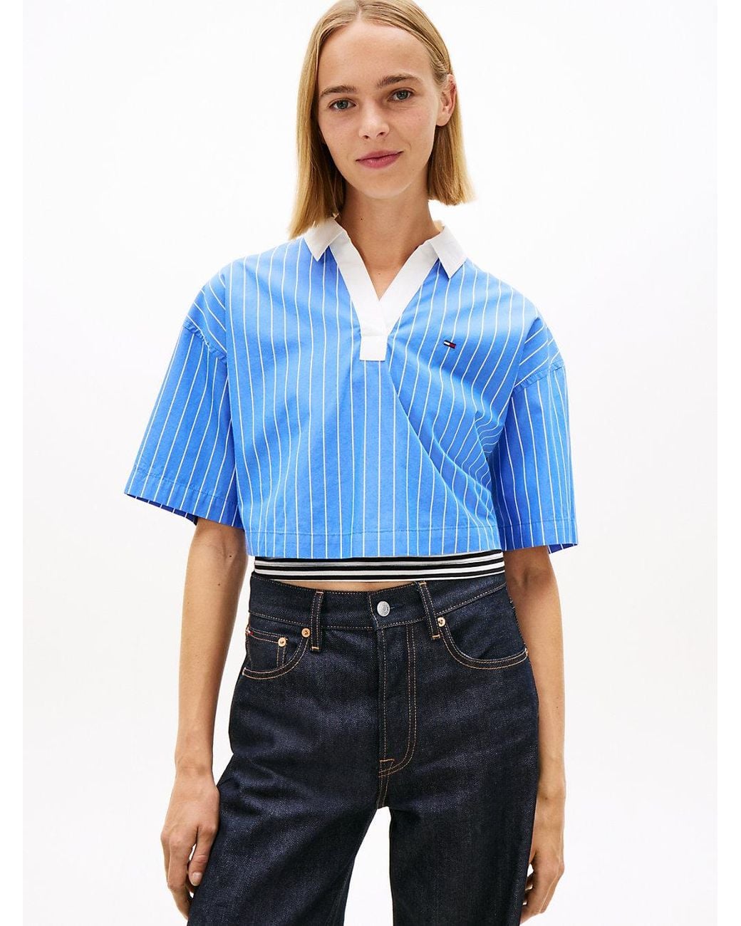 Tommy Hilfiger Blue Relaxed Fit Popover Short Sleeve Shirt