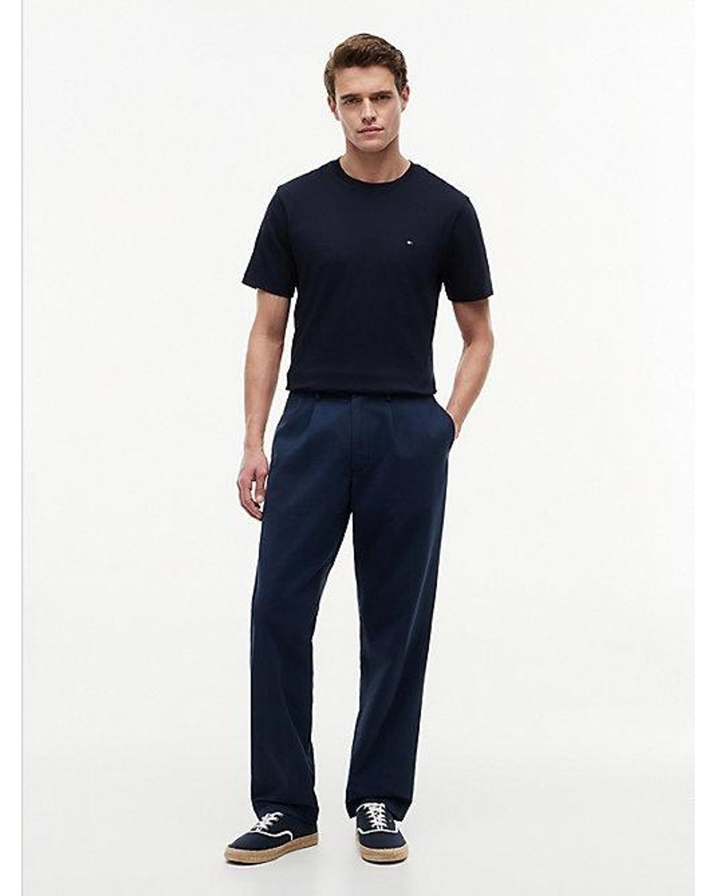 Tommy Hilfiger Blue Flag Embroidery Interlock Knit T-Shirt for men