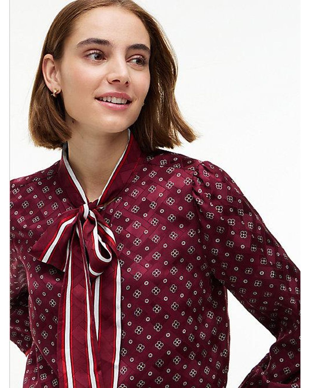 Tommy Hilfiger Red Regular Fit Tie Neck Jacquard Shirt