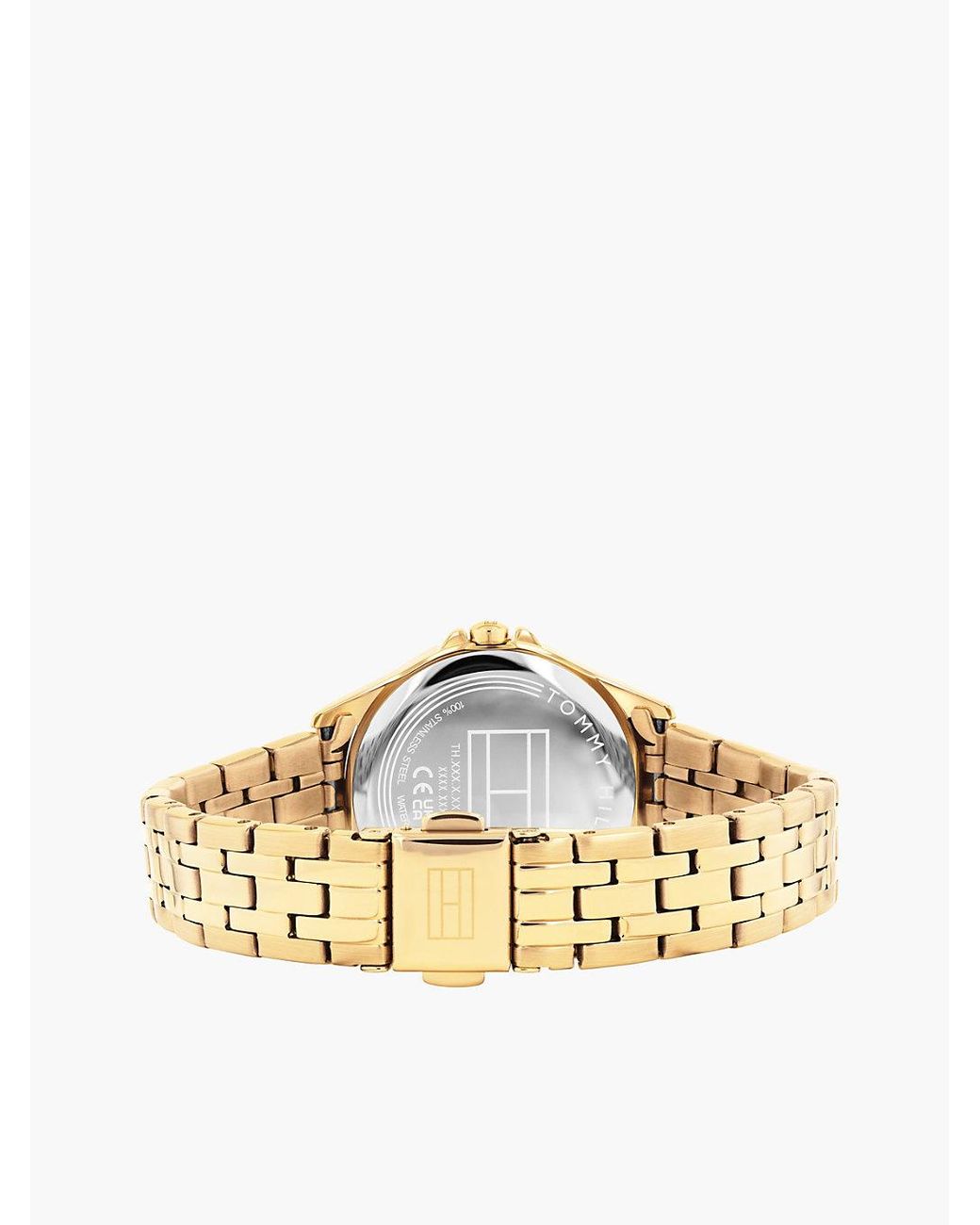 Tommy Hilfiger Blue Signature Bezel-Plated Chain-Link Watch