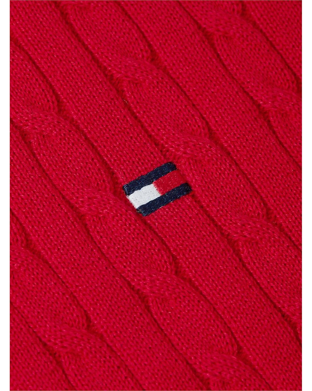 Tommy Hilfiger Red Cable Knit Short Sleeve Polo Jumper for men