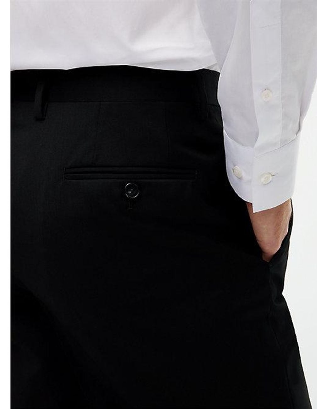 Tommy Hilfiger Black Pure Wool Twill Trousers for men