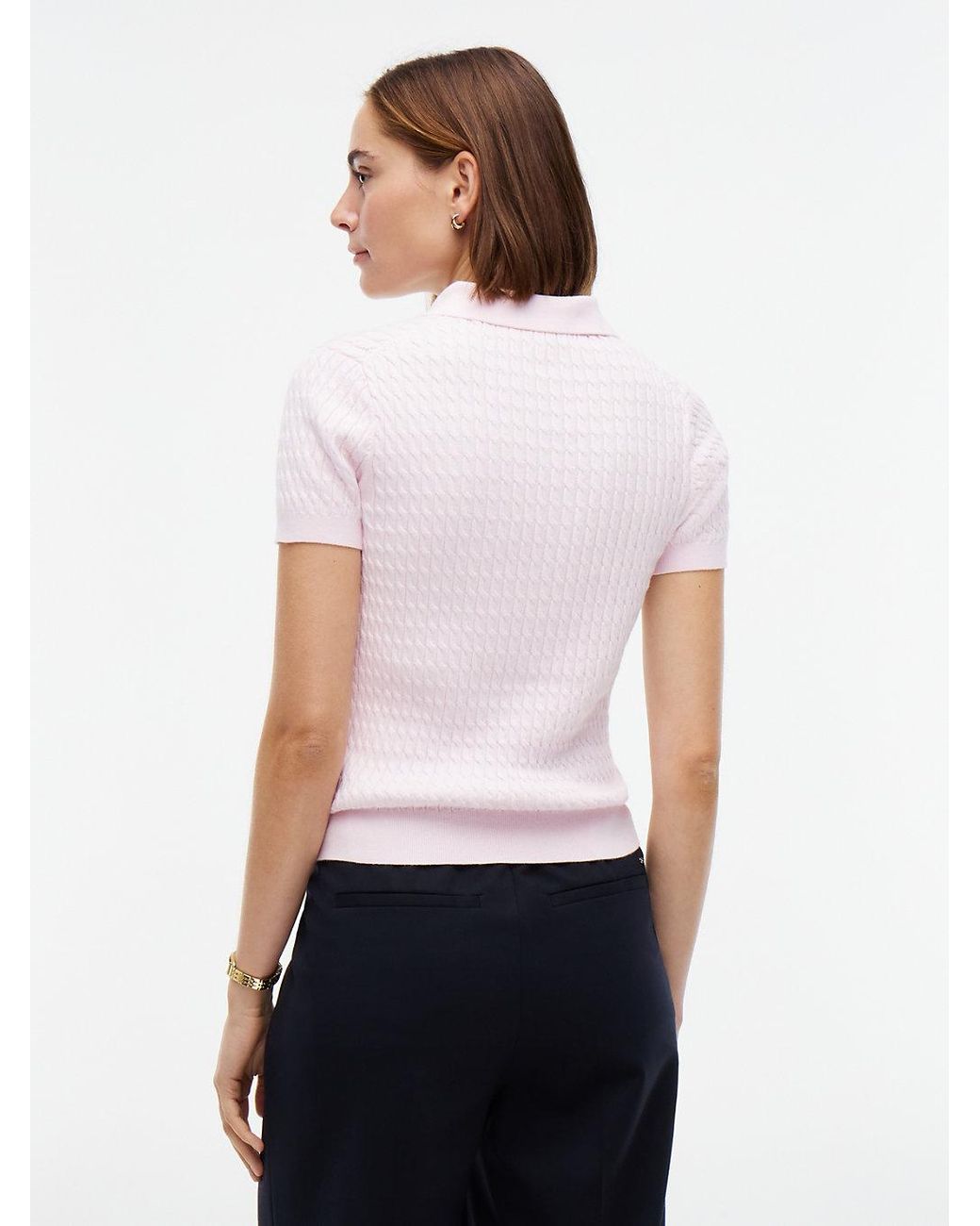 Tommy Hilfiger Blue Cable Knit Short Sleeve Polo Jumper