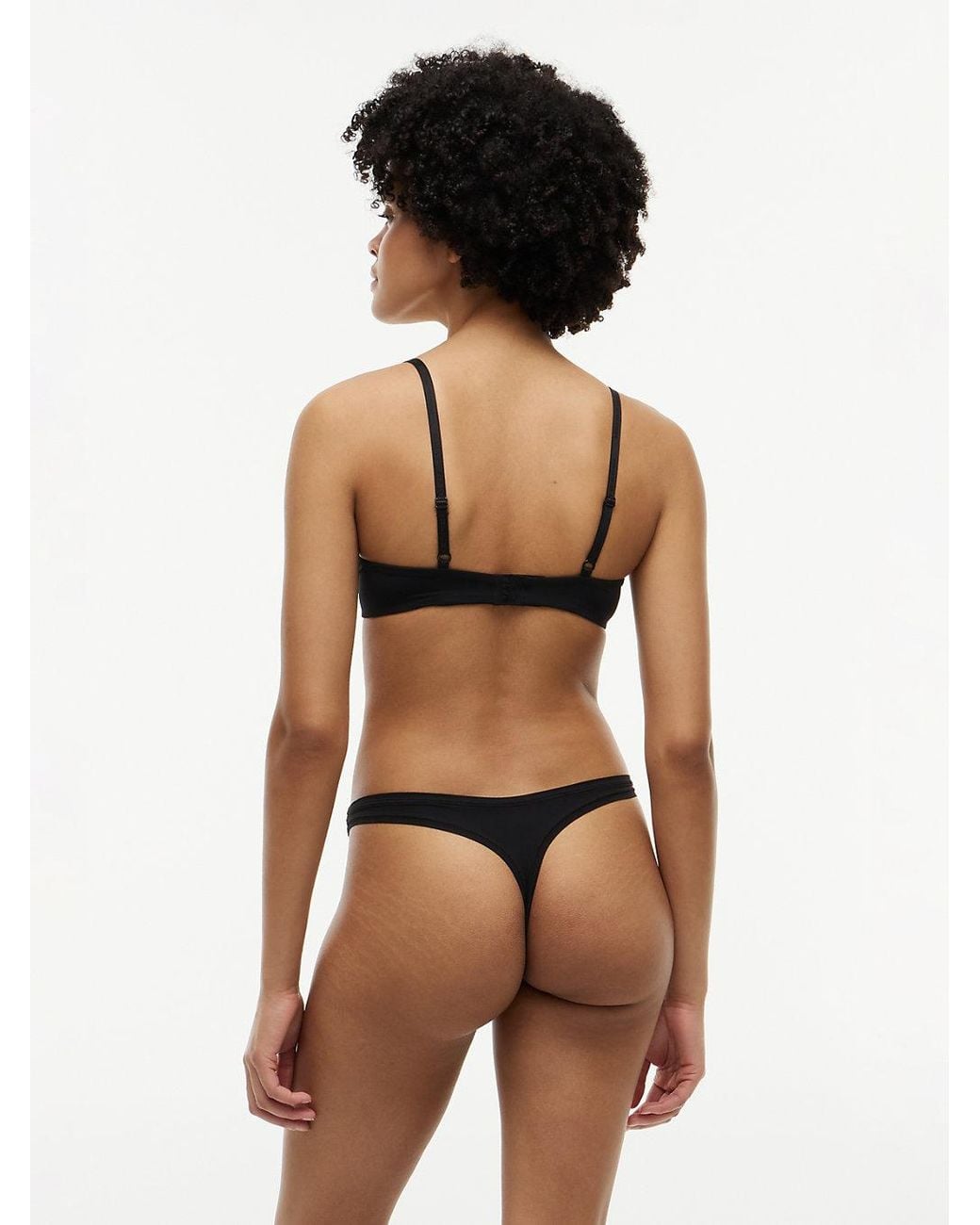 Tommy Hilfiger Black Essential Flag Embroidery Microfibre Thong