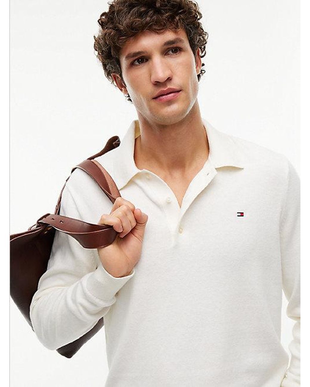 Tommy Hilfiger White Regular Fit Polo Jumper With Cashmere for men