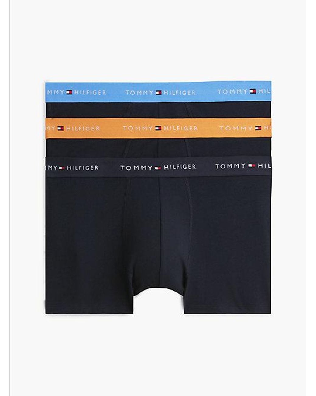 Tommy Hilfiger Blue 3 Pack Signature Logo Contrast Waistband Trunks for men