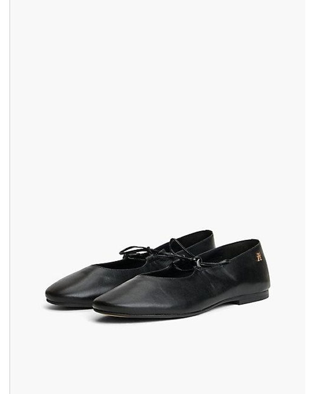 Tommy Hilfiger White Th Monogram Leather Lace Up Ballerinas