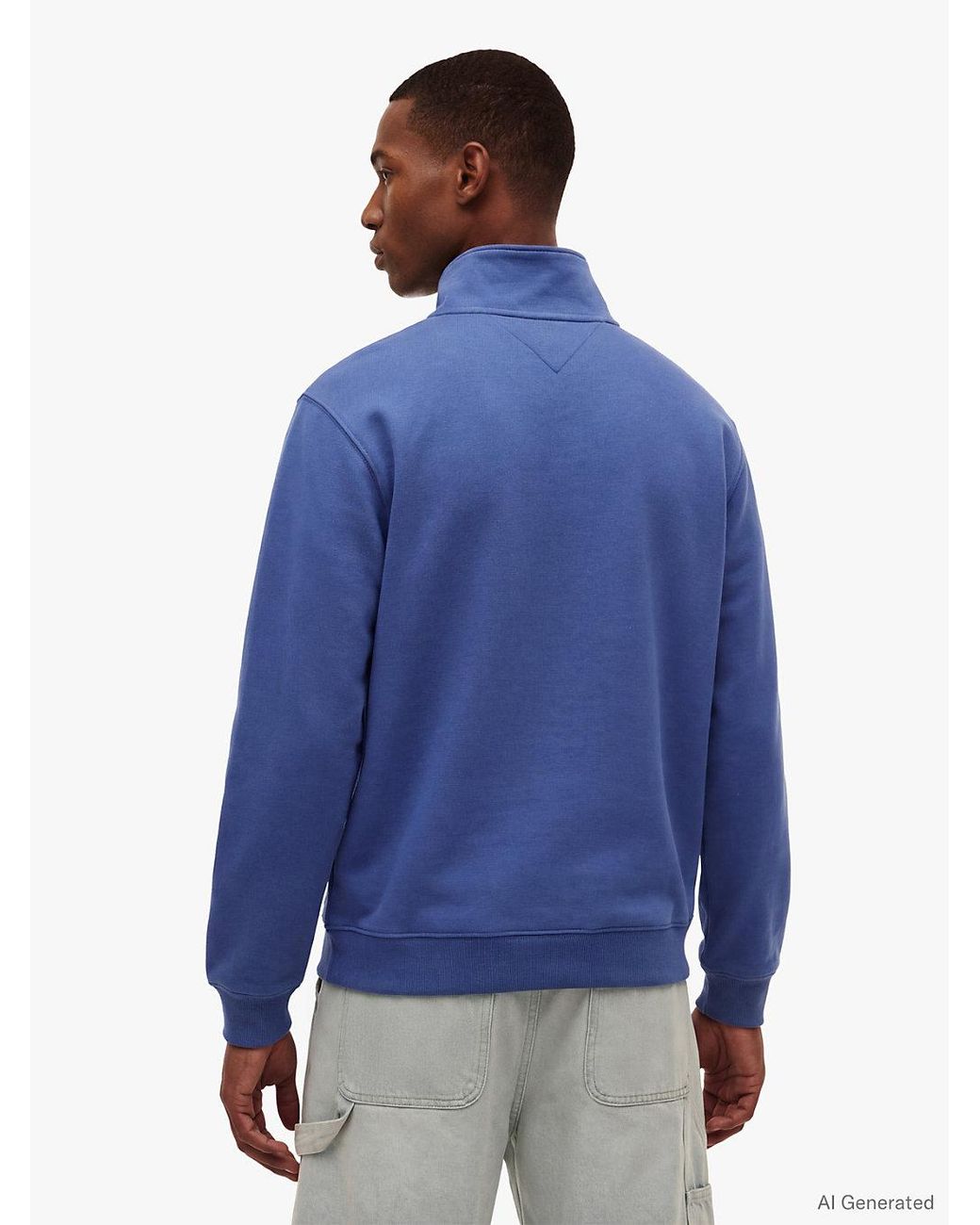Tommy Hilfiger Blue Tommy Badge Quarter-Zip Sweatshirt for men