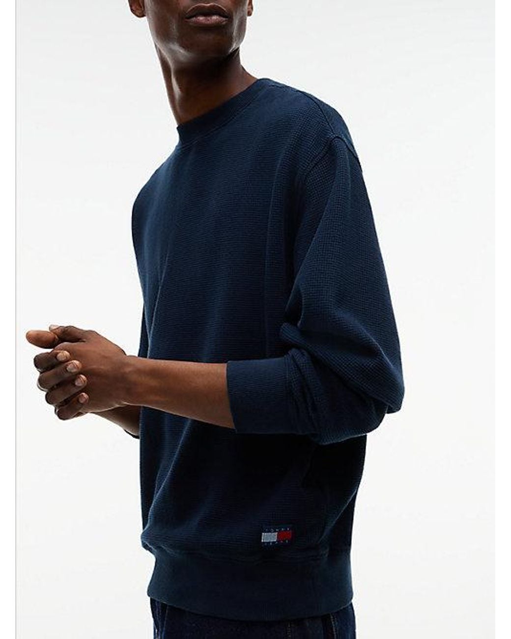 Tommy Hilfiger Blue Washed Waffle Knit Relaxed Sweatshirt for men